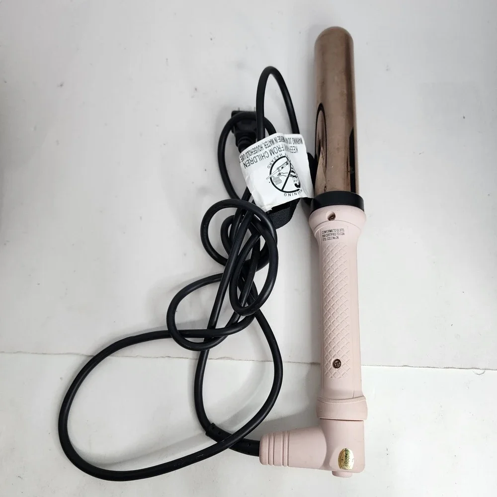 L'ange Ondulé Curling Wand Rose Gold Blush Pink 1.25 Inch Ceramic Hair Tool